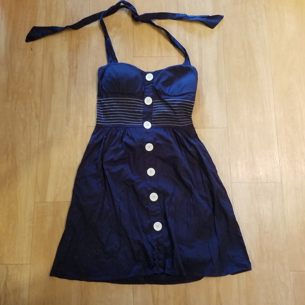 Vintage-inspired Summer halter dress- Navy